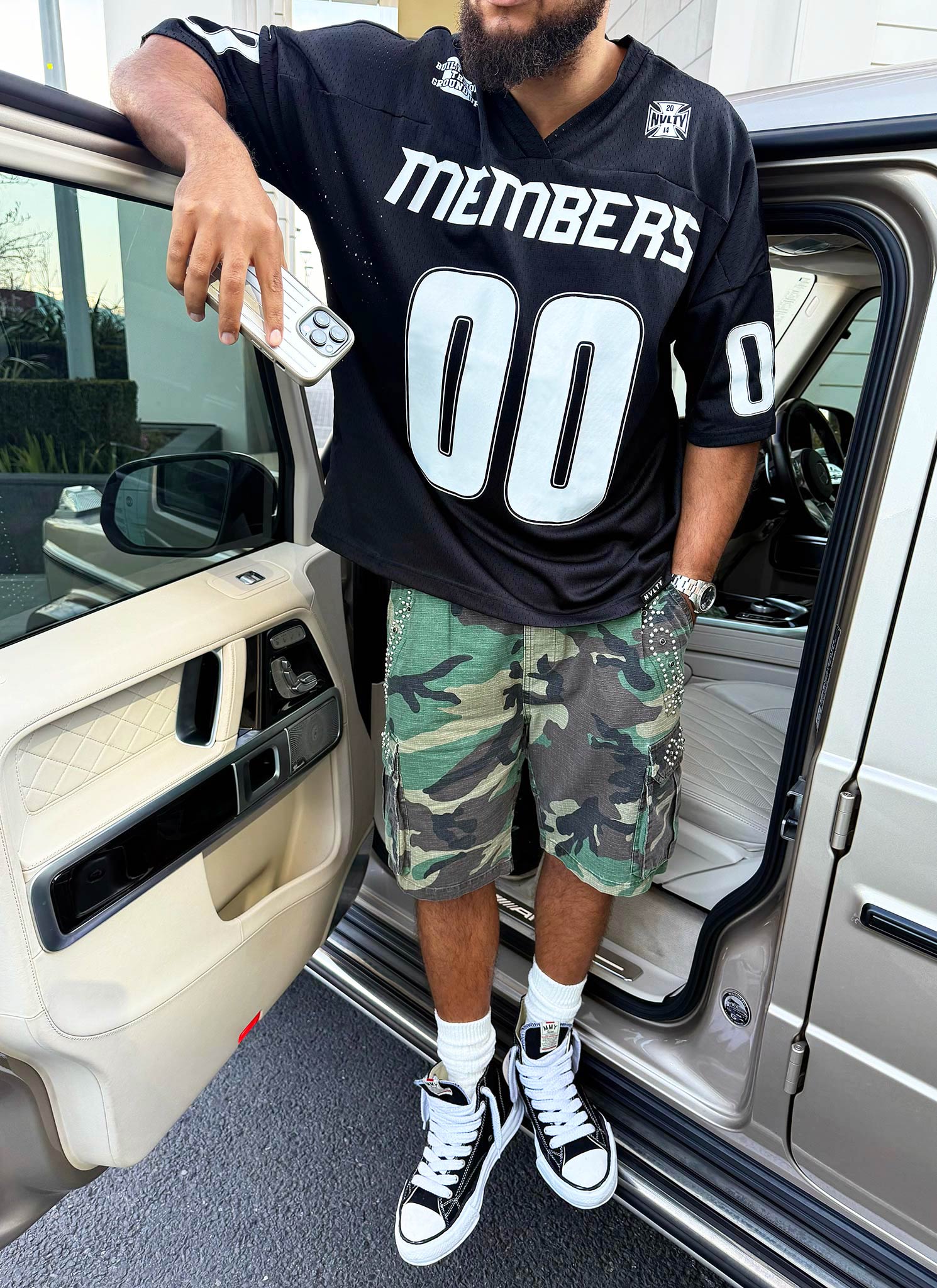 Vintage Studded Cargo Shorts - Camo