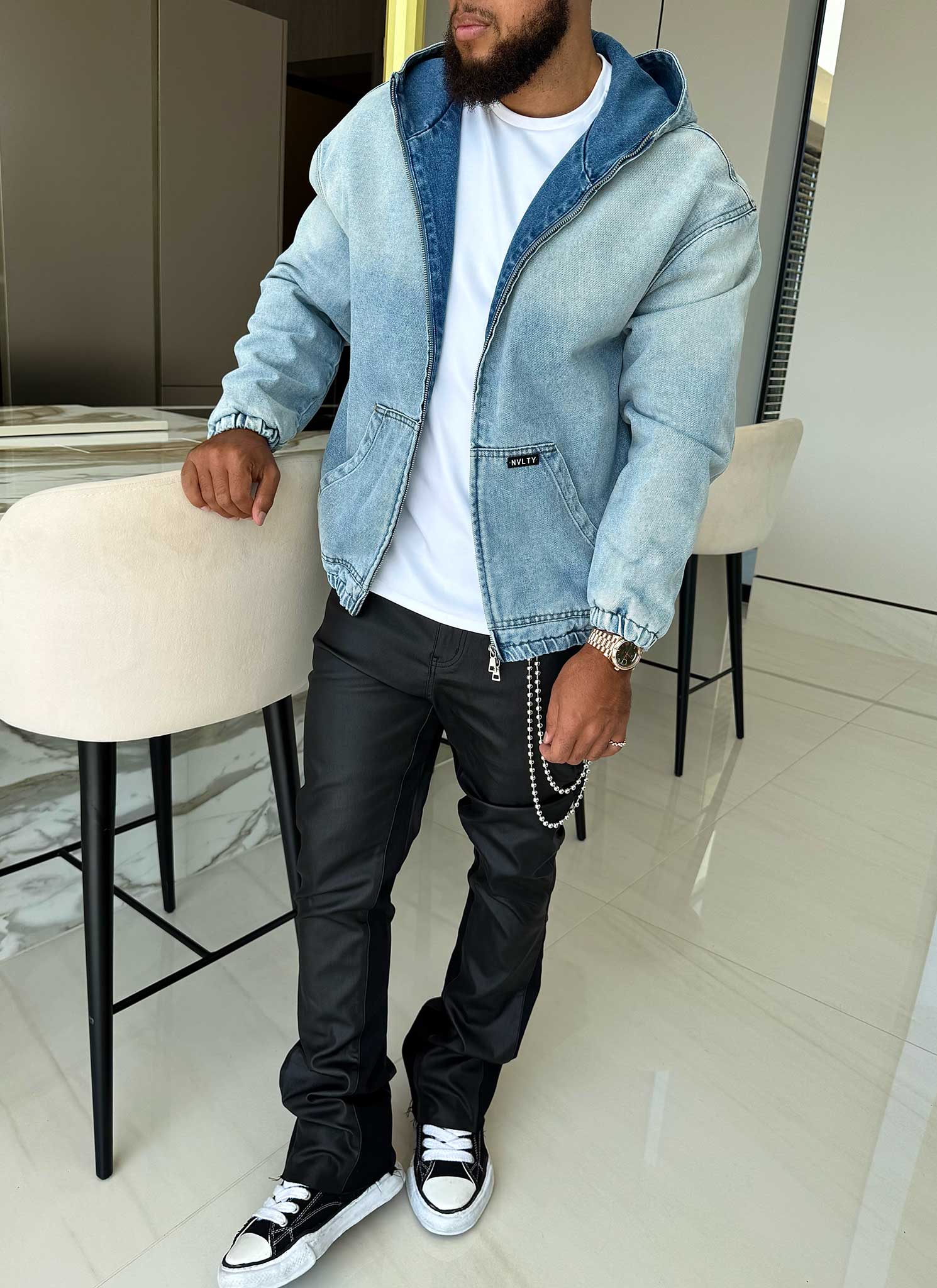 Heavyweight Denim Zip Hoodie - Blue