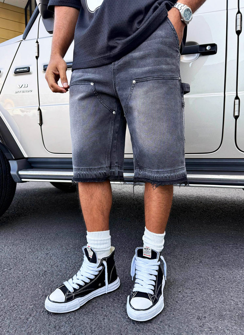 Vintage Carpenter Denim Shorts - Schwarz