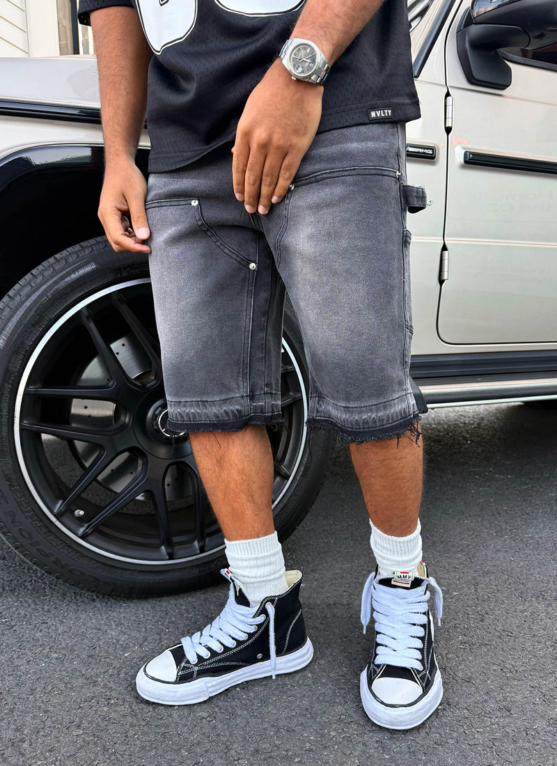 Vintage Carpenter Denim Shorts - Schwarz