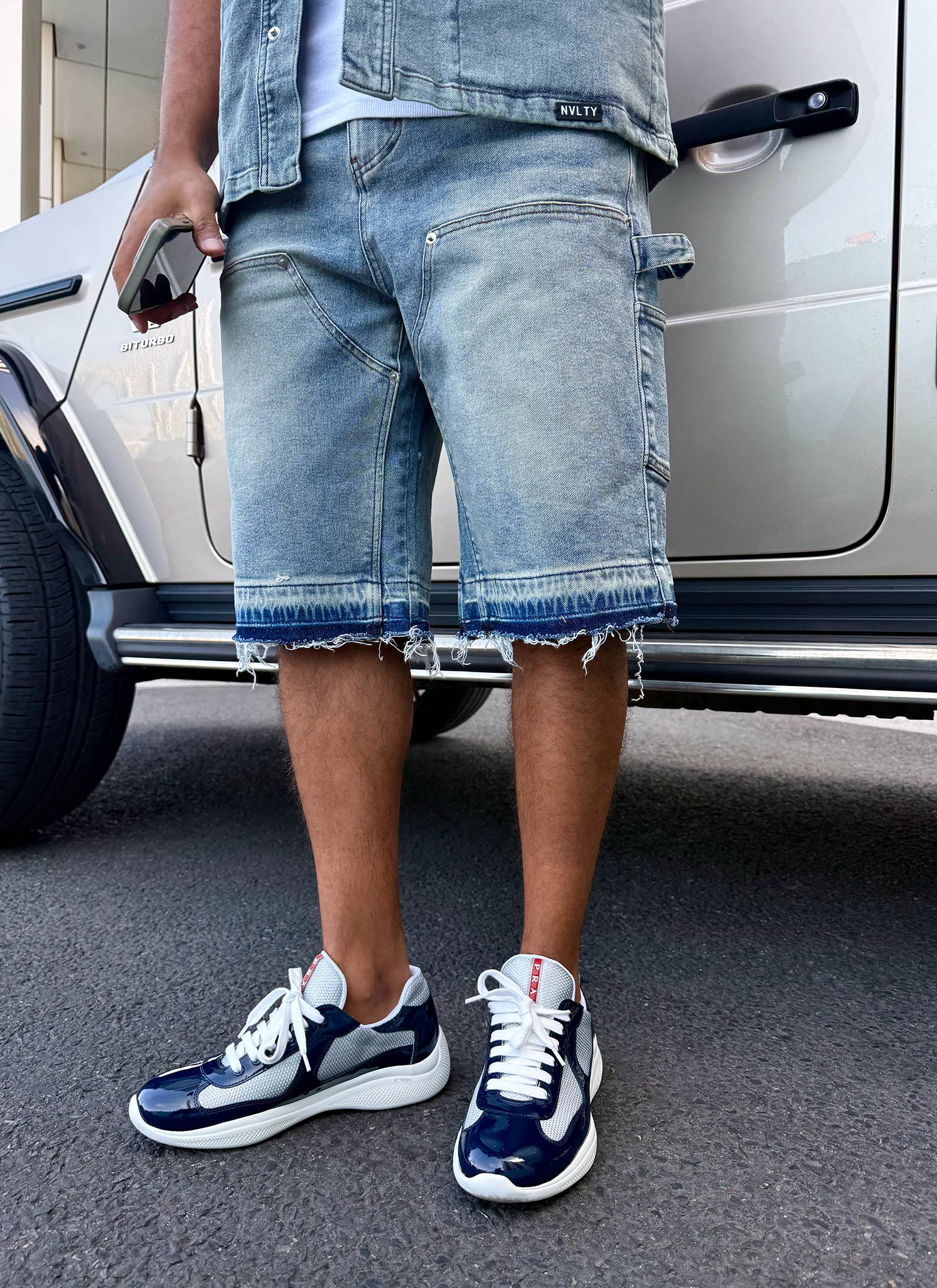 Vintage Carpenter Denim Shorts - Blau