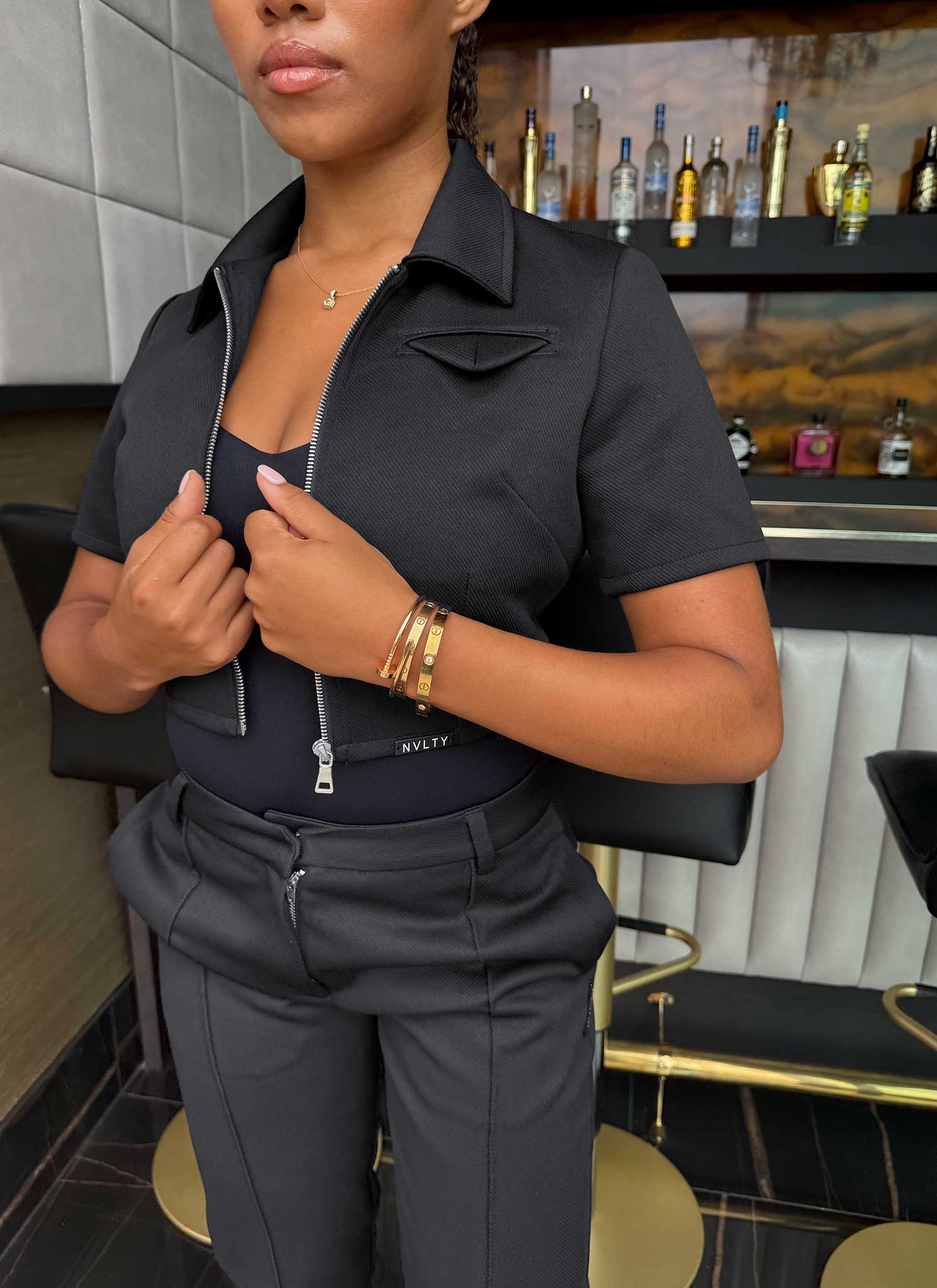 Twill Pocket Square Shirt - Black