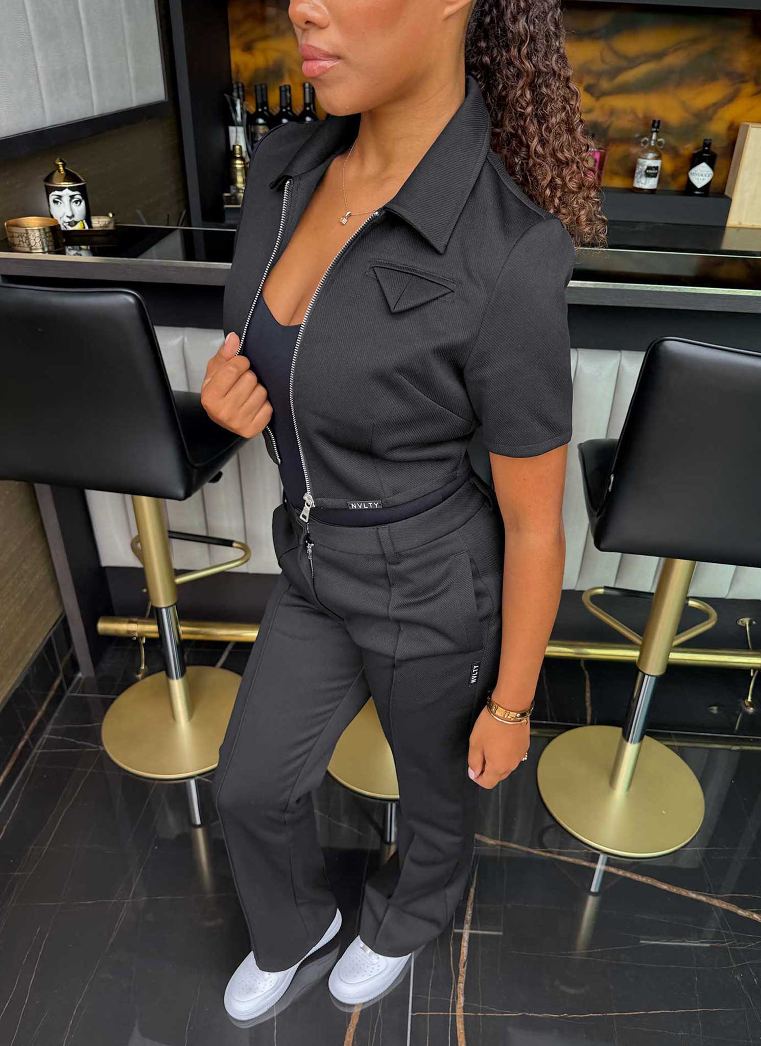 Twill Pocket Square Shirt - Black