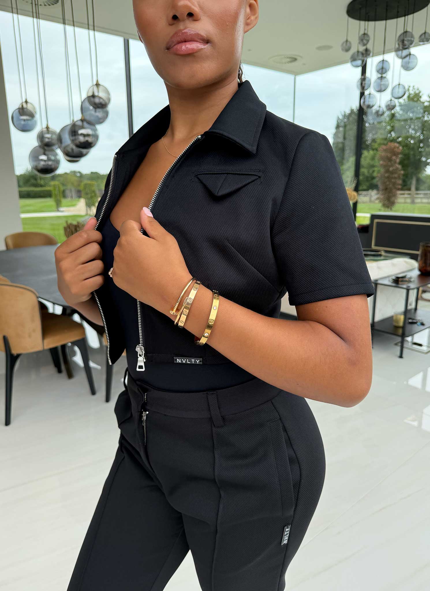 Twill Pocket Square Shirt - Black