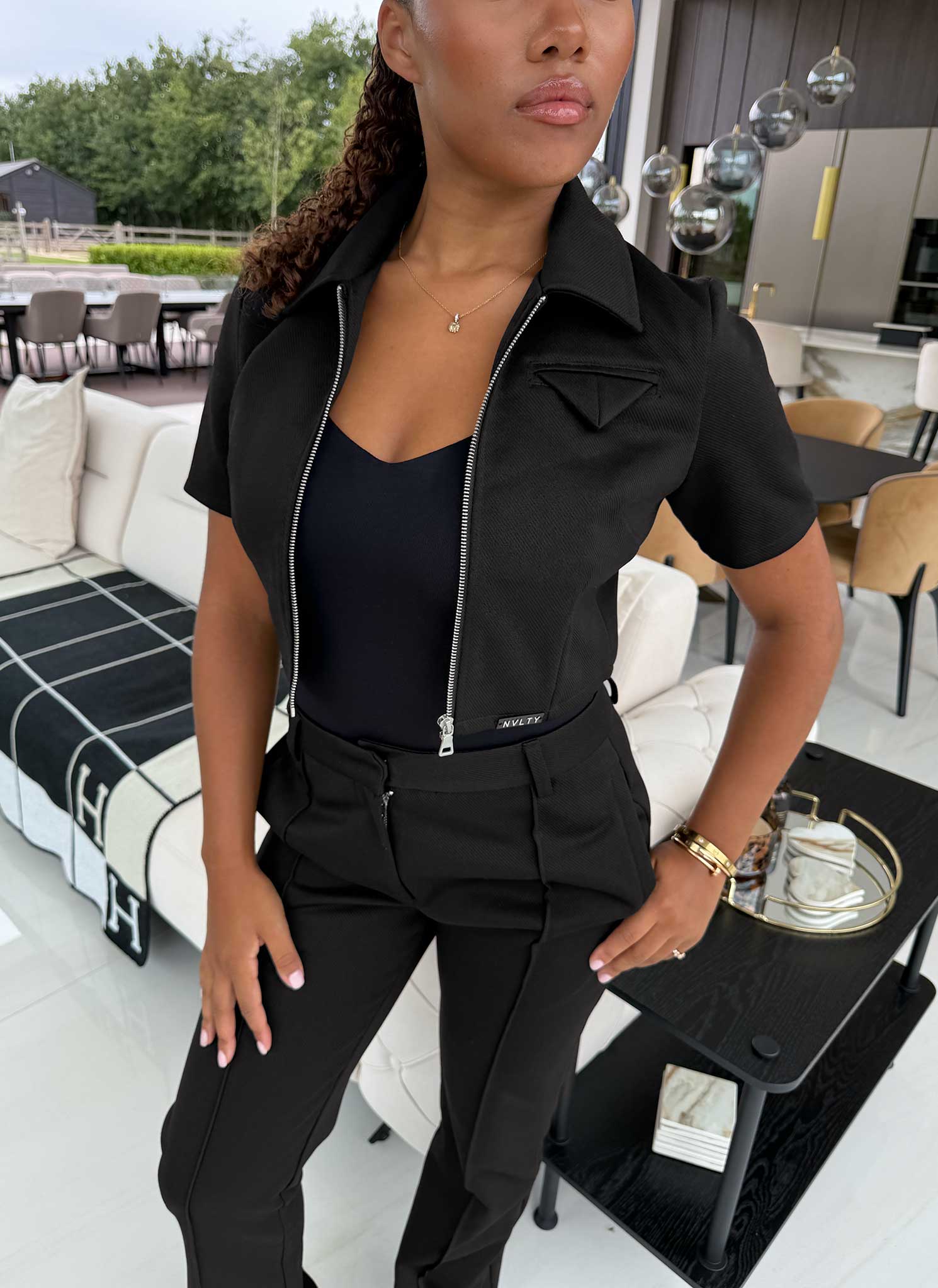 Twill Pocket Square Shirt - Black