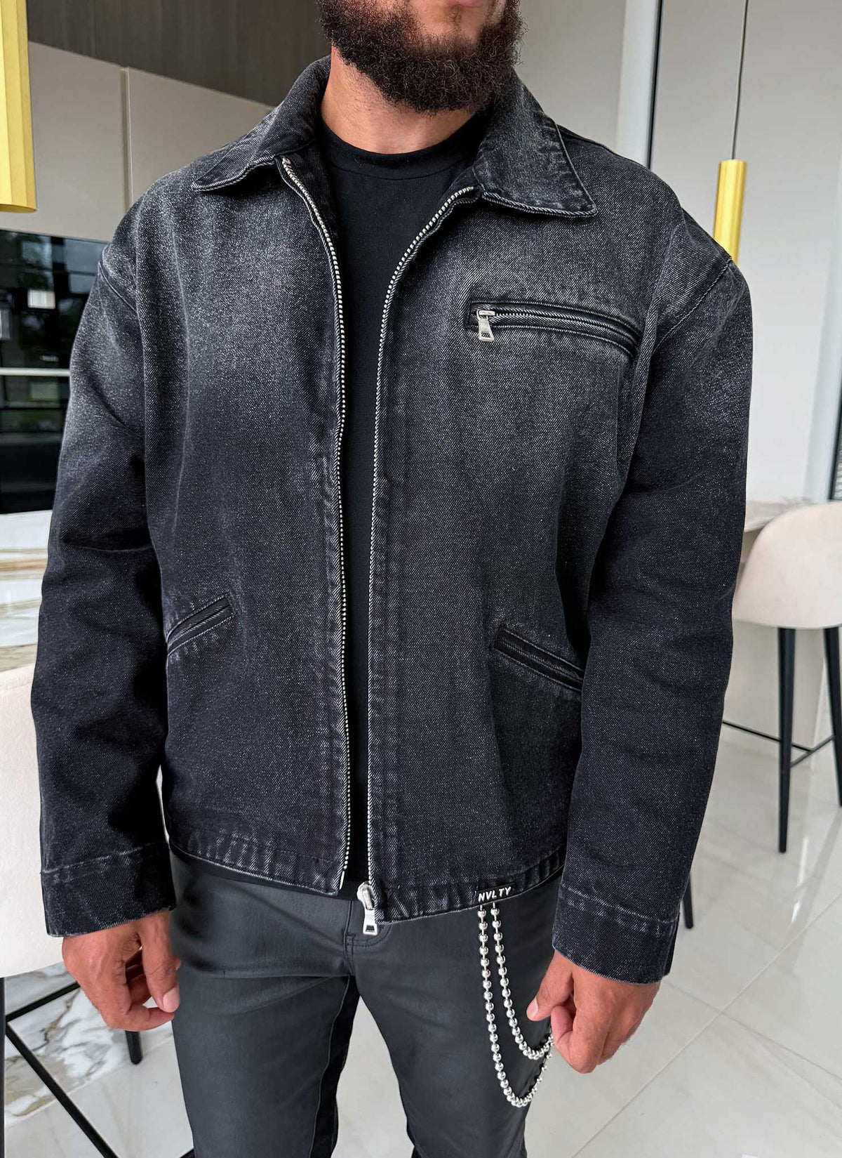 Vintage Deep Fade Denim Jacket - Black