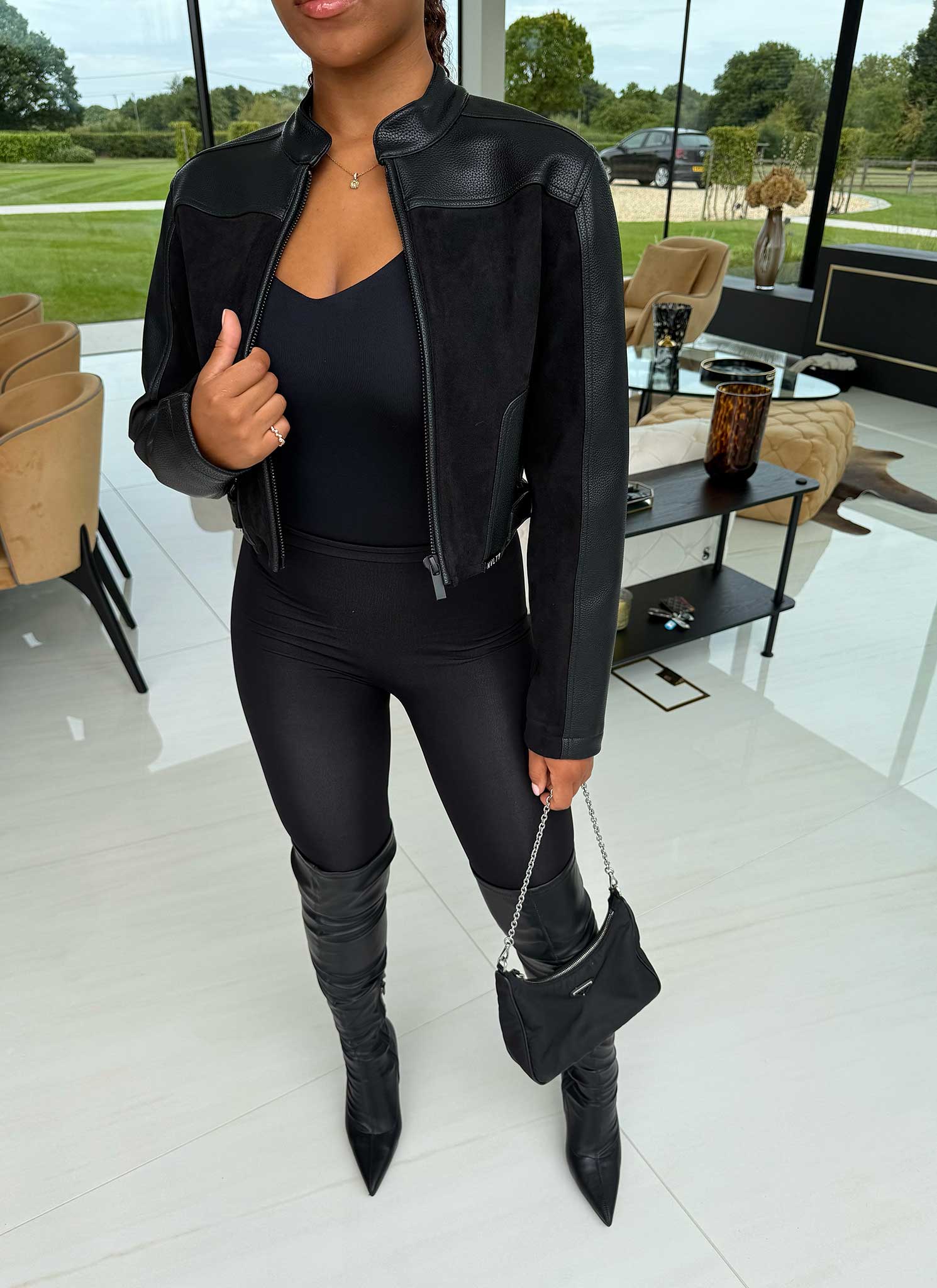 Moto Biker Jacket - Black