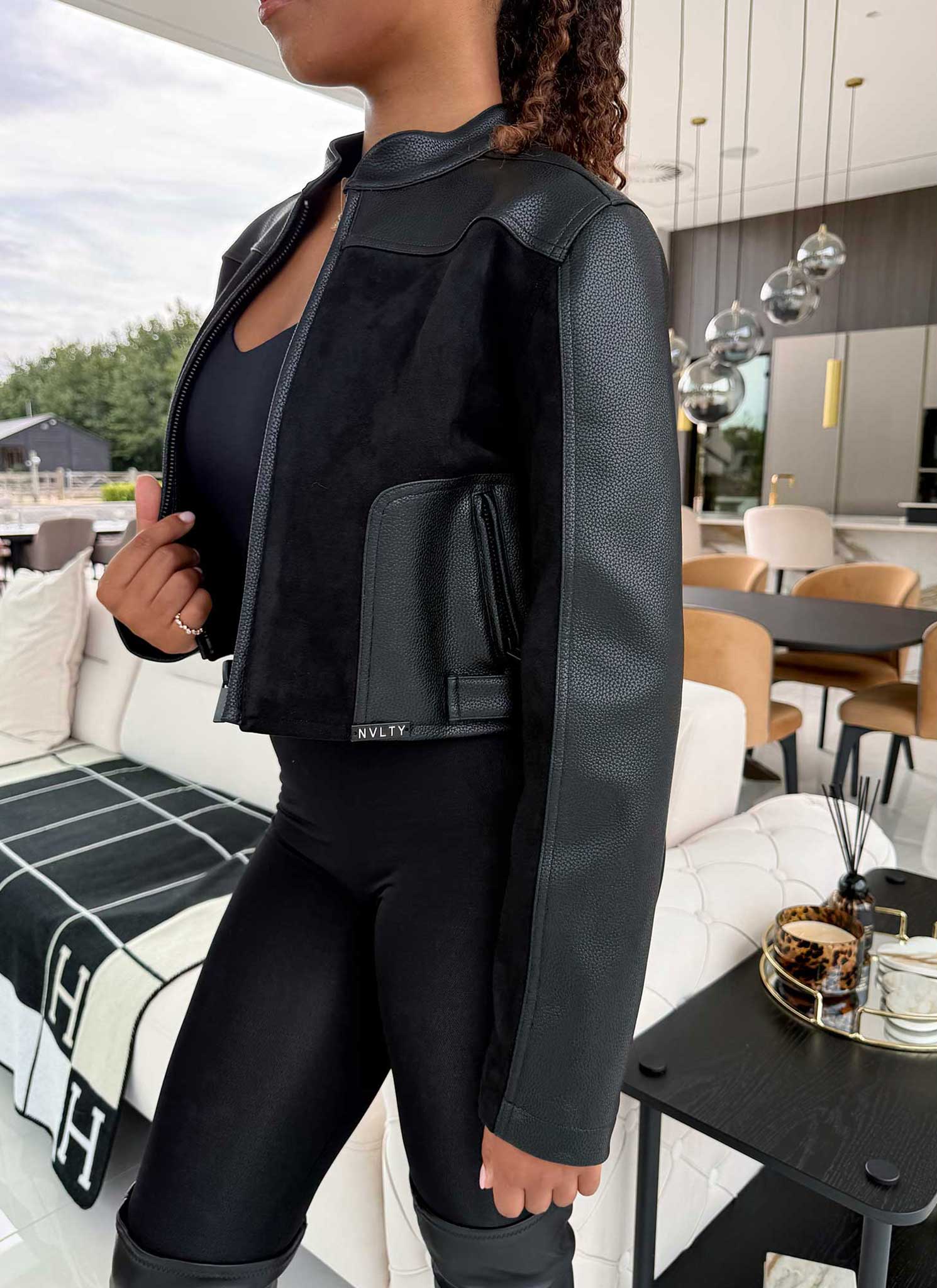 Moto Biker Jacket - Black