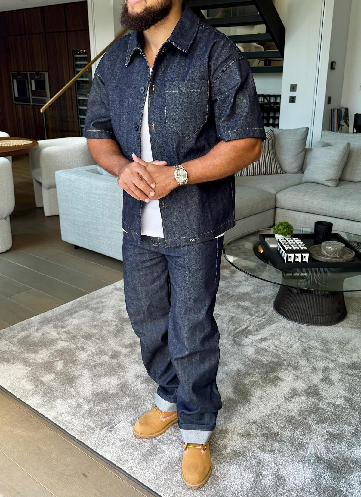 Chemise en jean structurée à lisière - Indigo