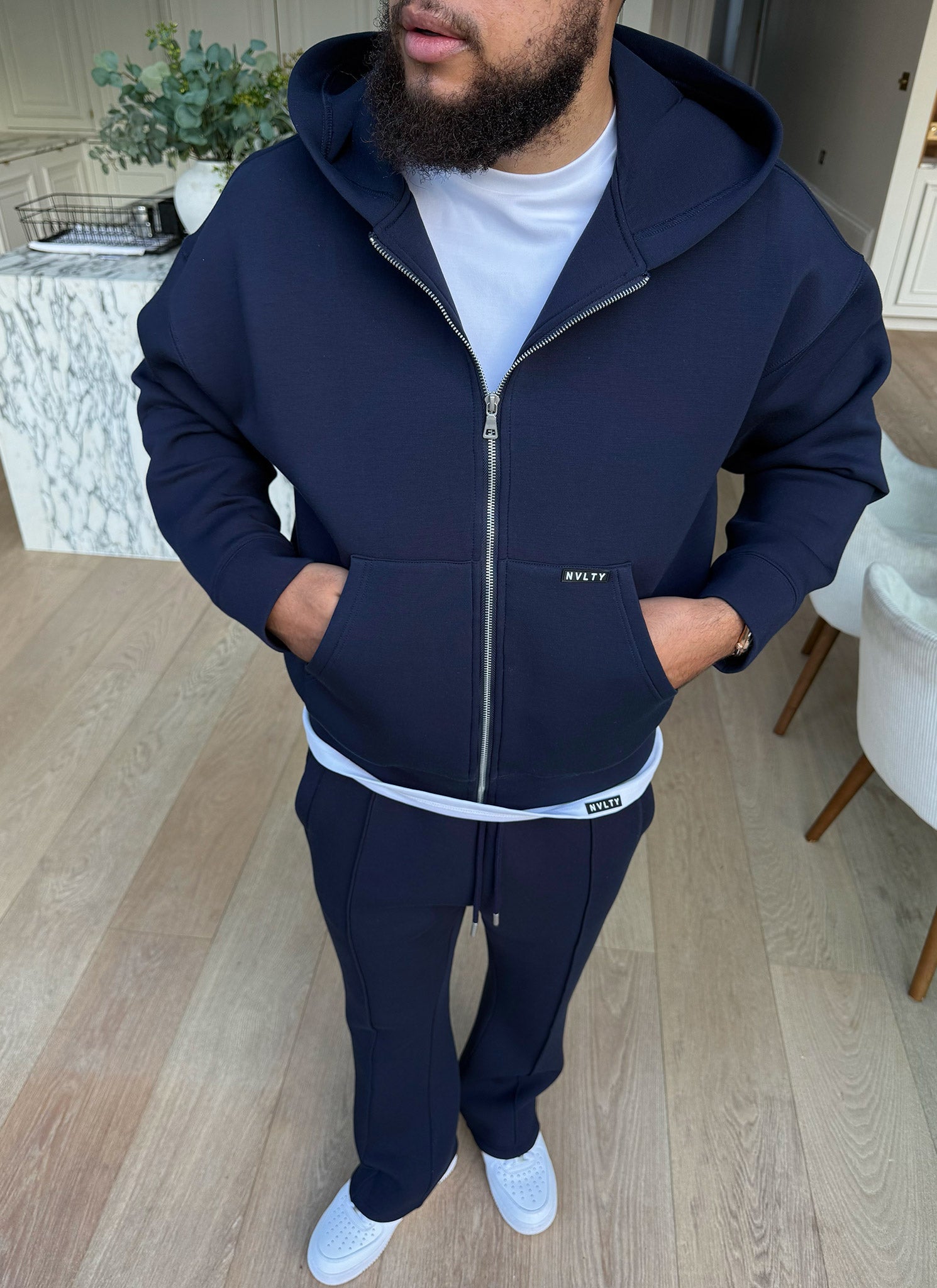 Scuba Structured Zip Hoodie - Navy