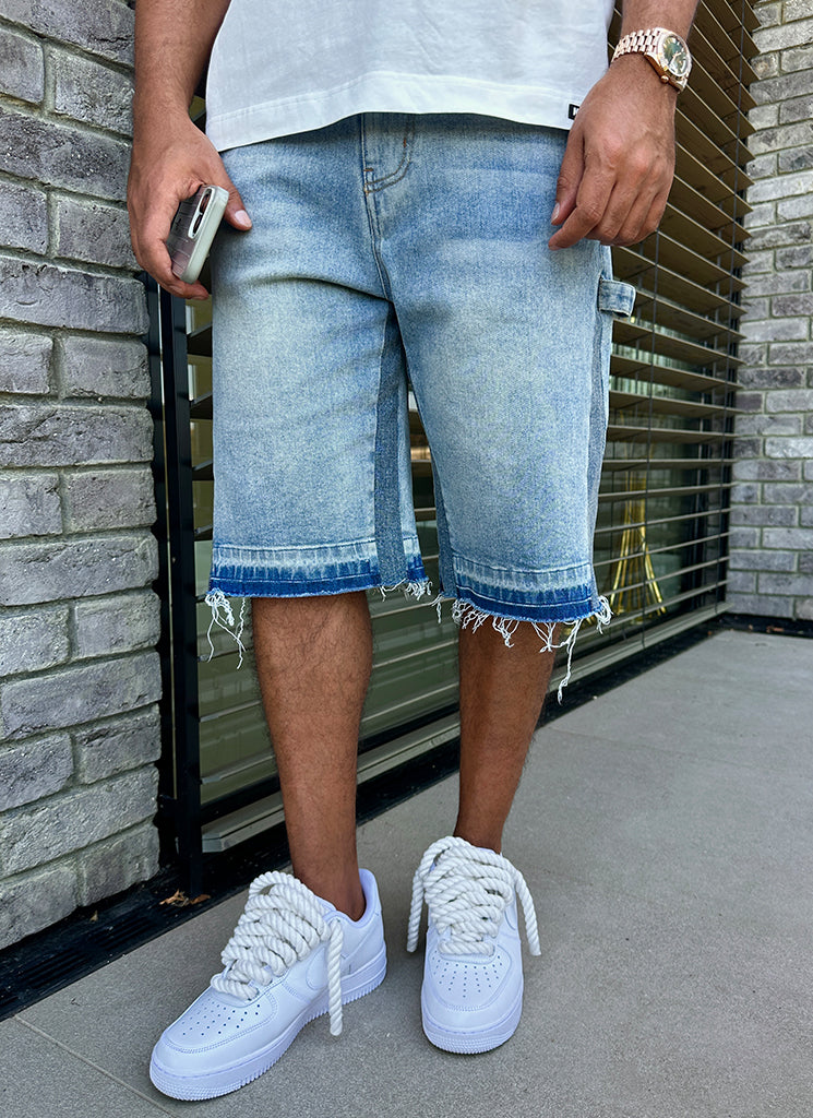 Short en jean évasé vintage - Bleu