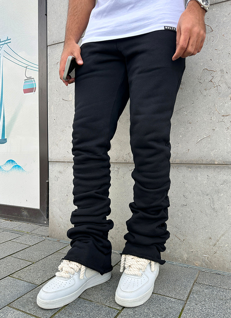 Pantalon de jogging vintage à imprimé empilé - Noir 