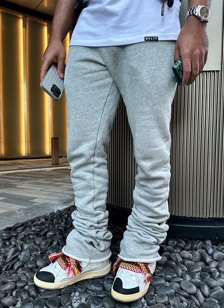 Pantalon de jogging vintage à imprimé empilé - Gris 