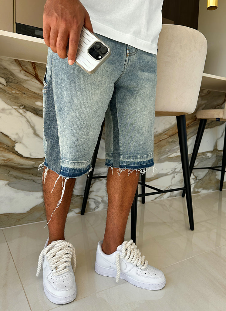 Vintage Flare Denim Shorts - Blau