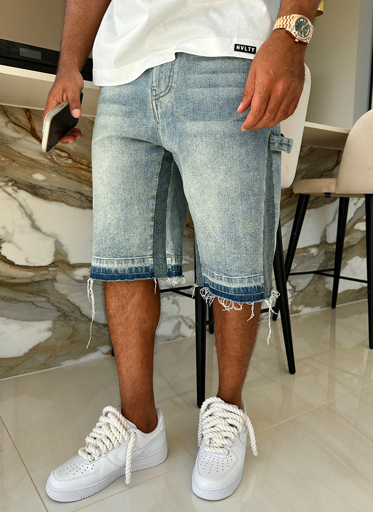 Vintage Flare Denim Shorts - Blau