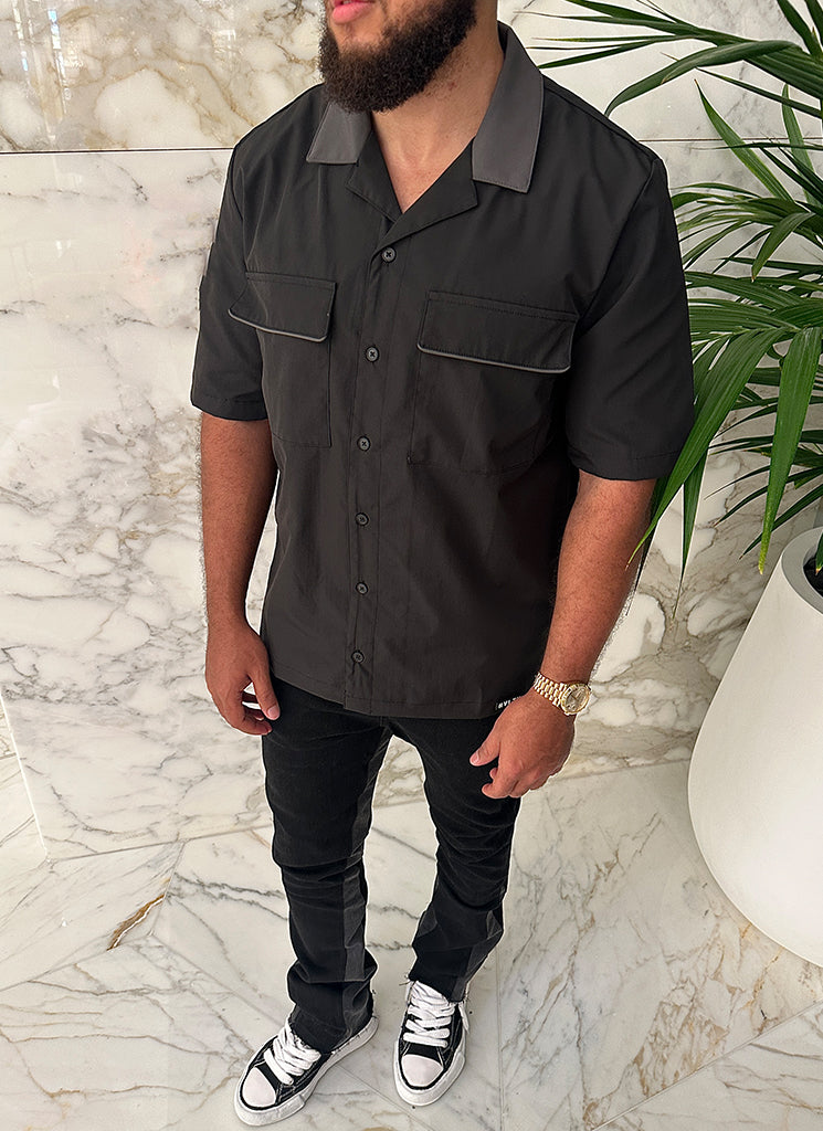 Chemise contrastée - Noir/Gris