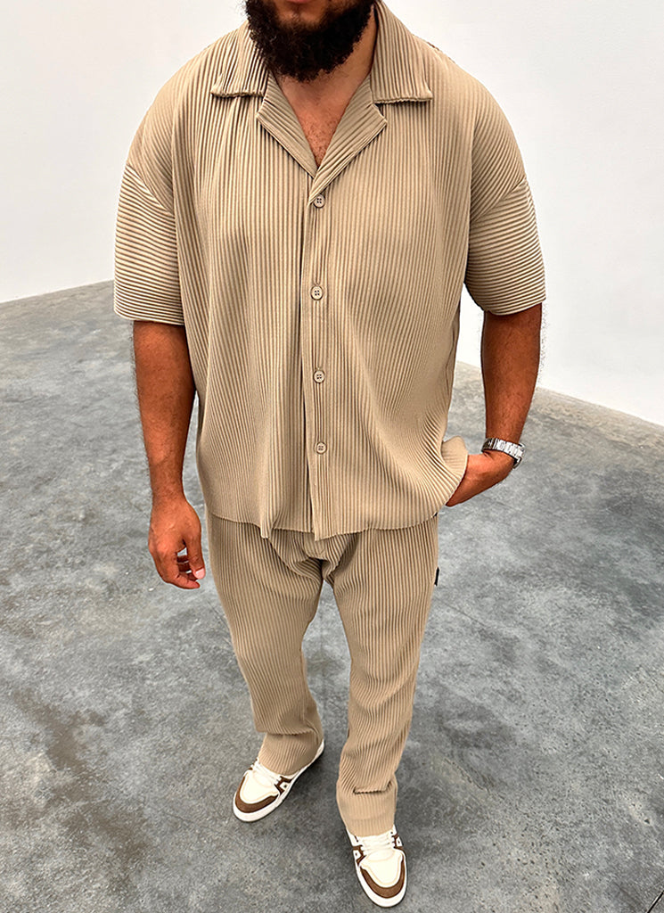 Chemise plissée à épaules tombantes - Pierre