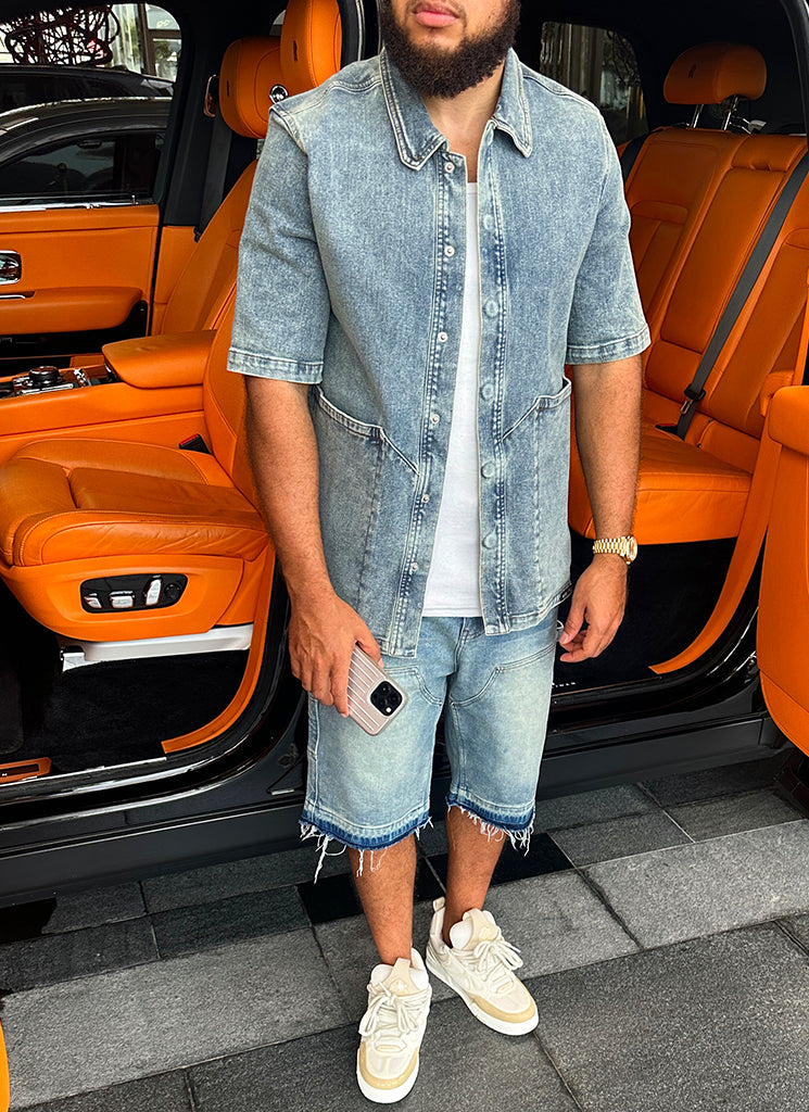 Vintage Carpenter Denim Shorts - Blau