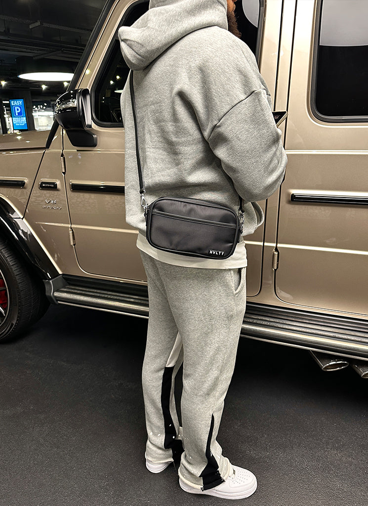 Sac bandoulière zippé avec logo - Noir