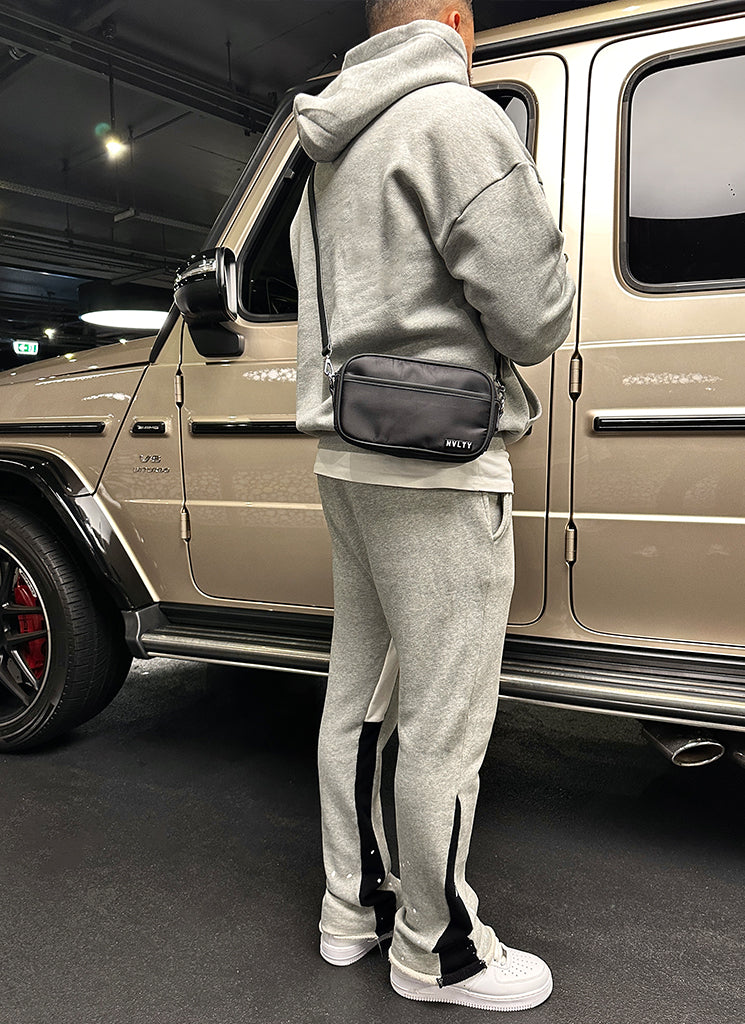 Sac bandoulière zippé avec logo - Noir