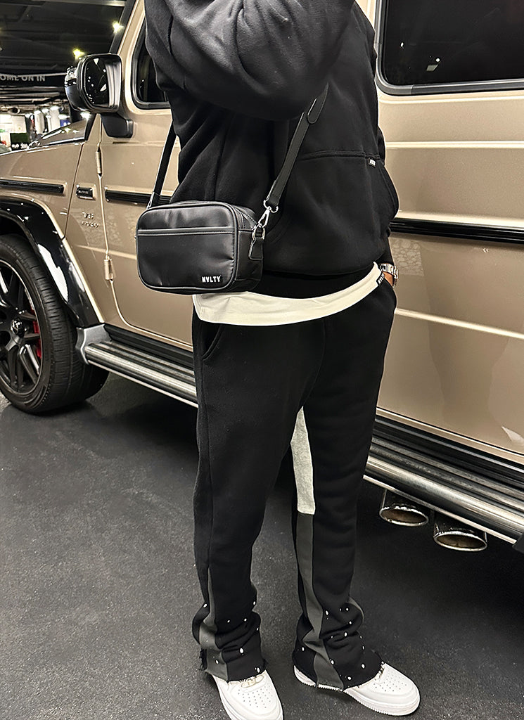Sac bandoulière zippé avec logo - Noir