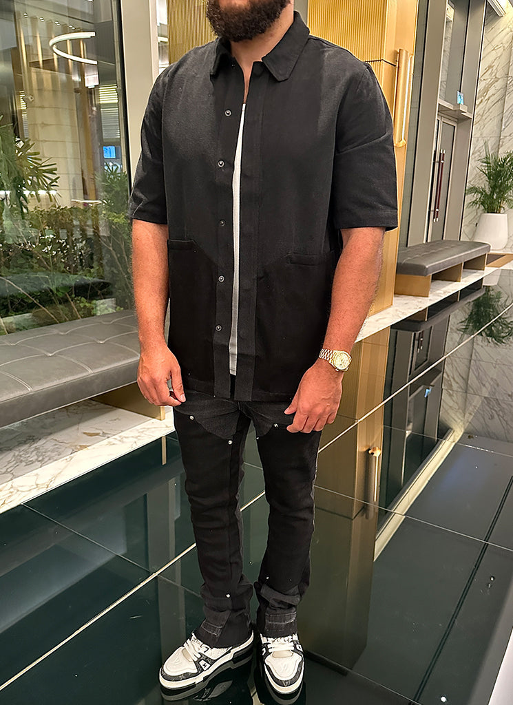 Chemise en jean vintage de charpentier - Noir