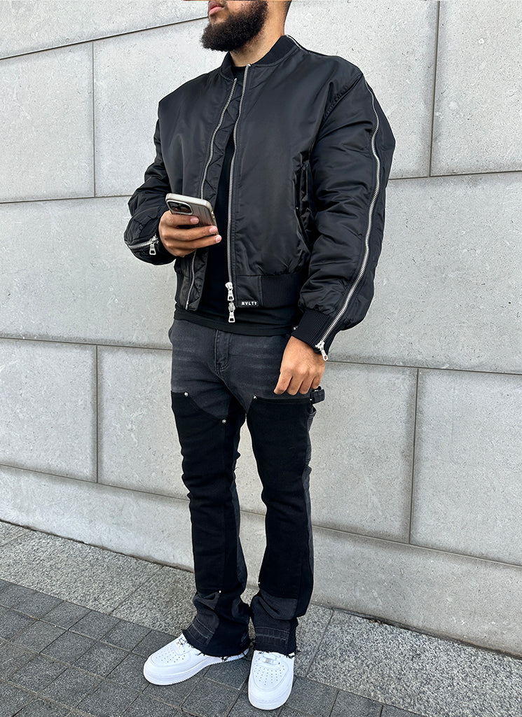 Heavyweight Zipper Bomber Jacket - Black