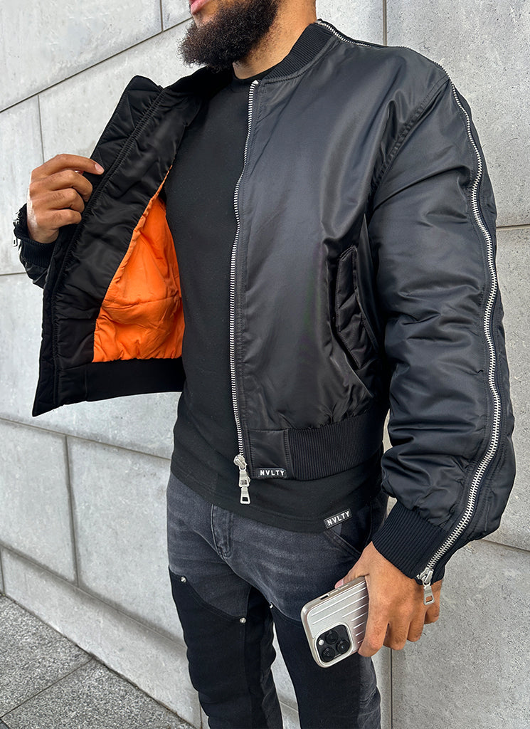 Heavyweight Zipper Bomber Jacket - Black