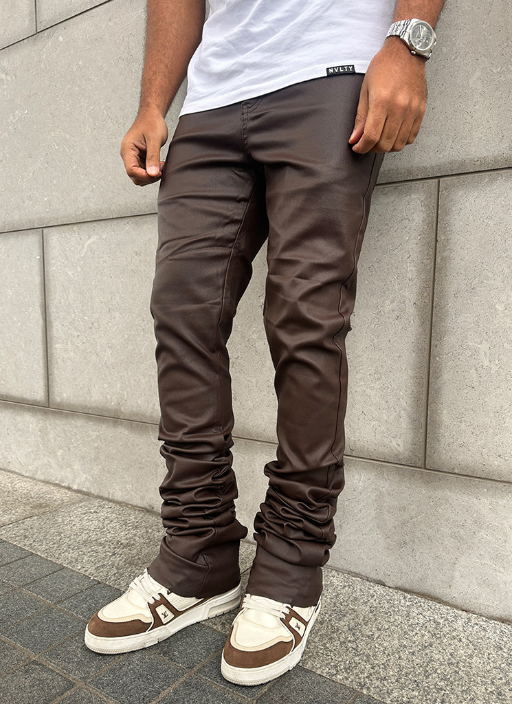 Vintage Stacked Wax Jeans - Braun