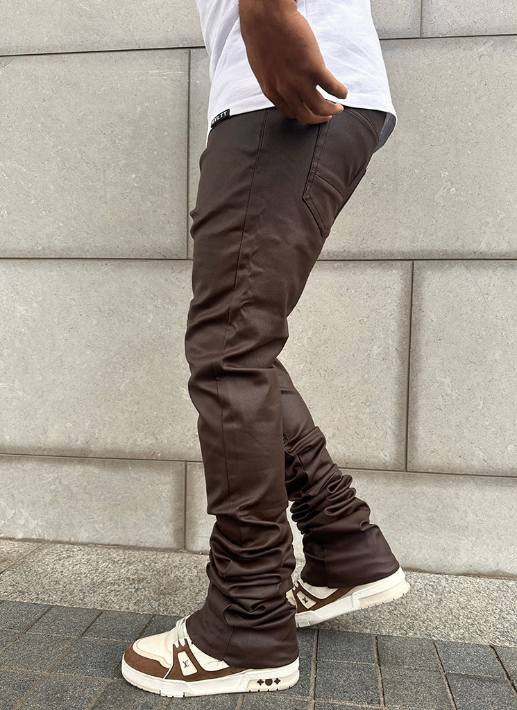 Vintage Stacked Wax Jeans - Braun