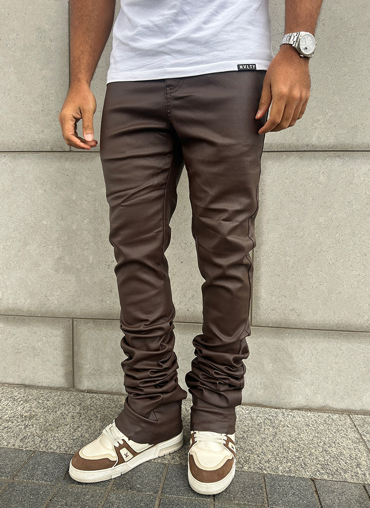 Vintage Stacked Wax Jeans - Braun