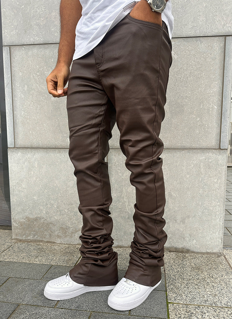 Vintage Stacked Wax Jeans - Braun