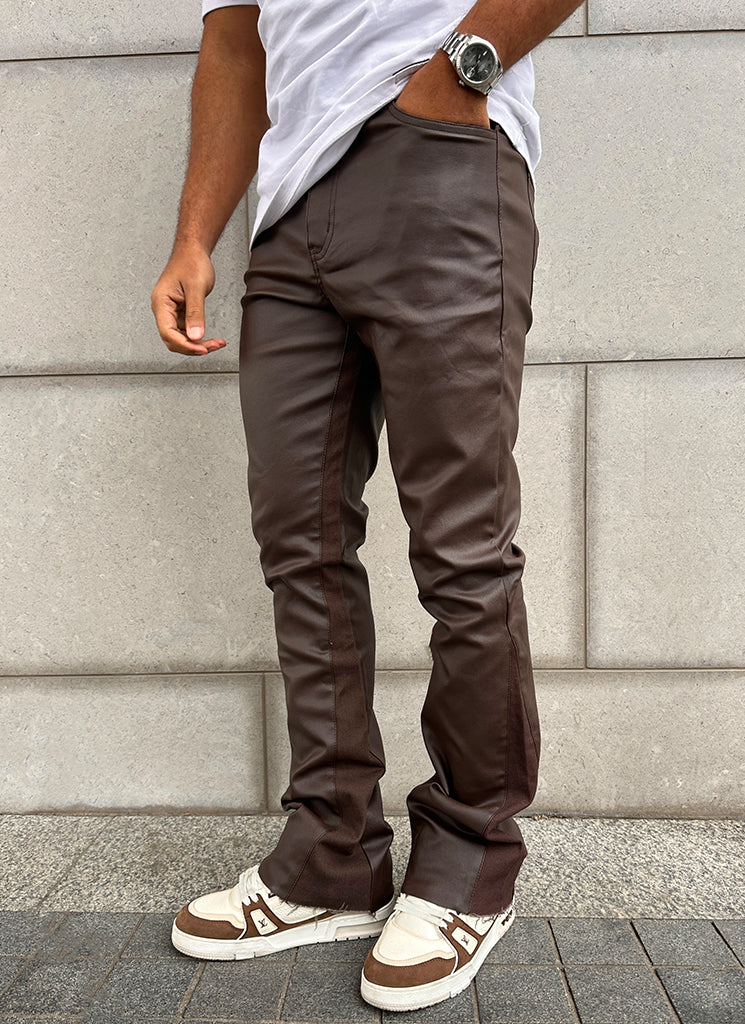 Jean évasé vintage en wax - Marron