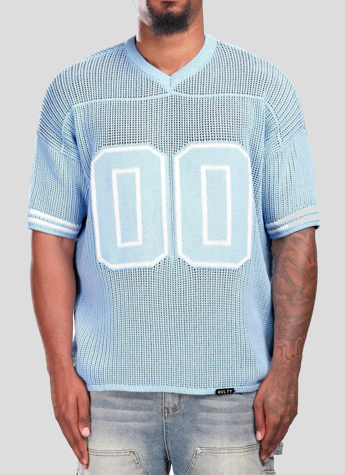Knitted Members Jersey - Baby Blue