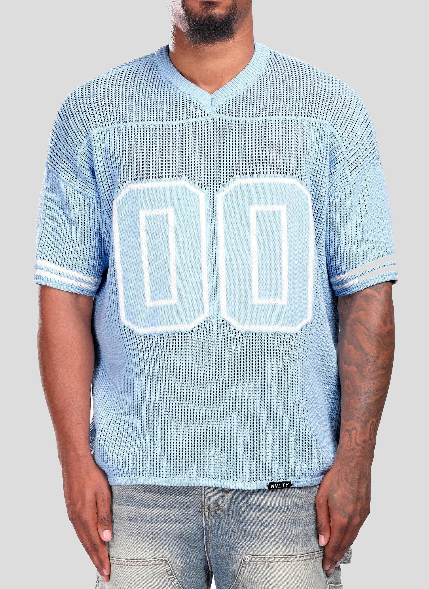 Knitted Members Jersey - Baby Blue