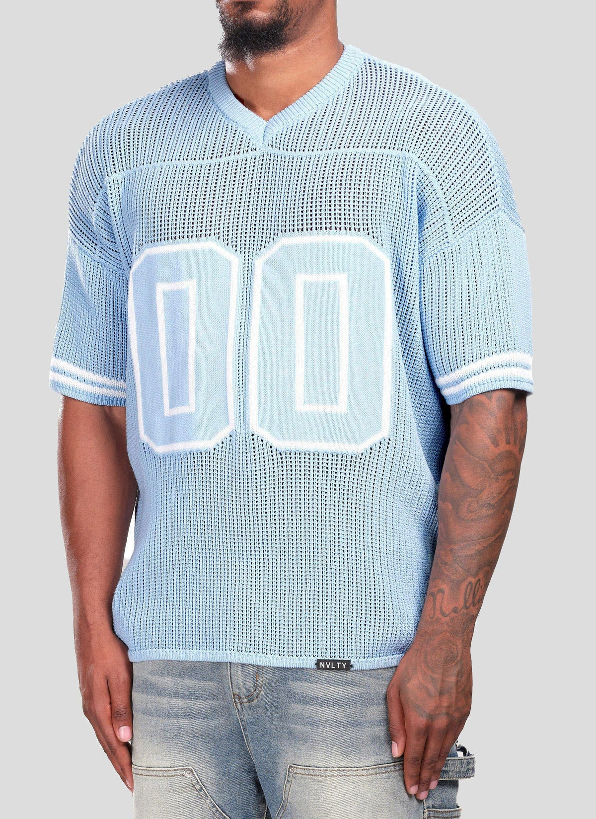 Knitted Members Jersey - Baby Blue