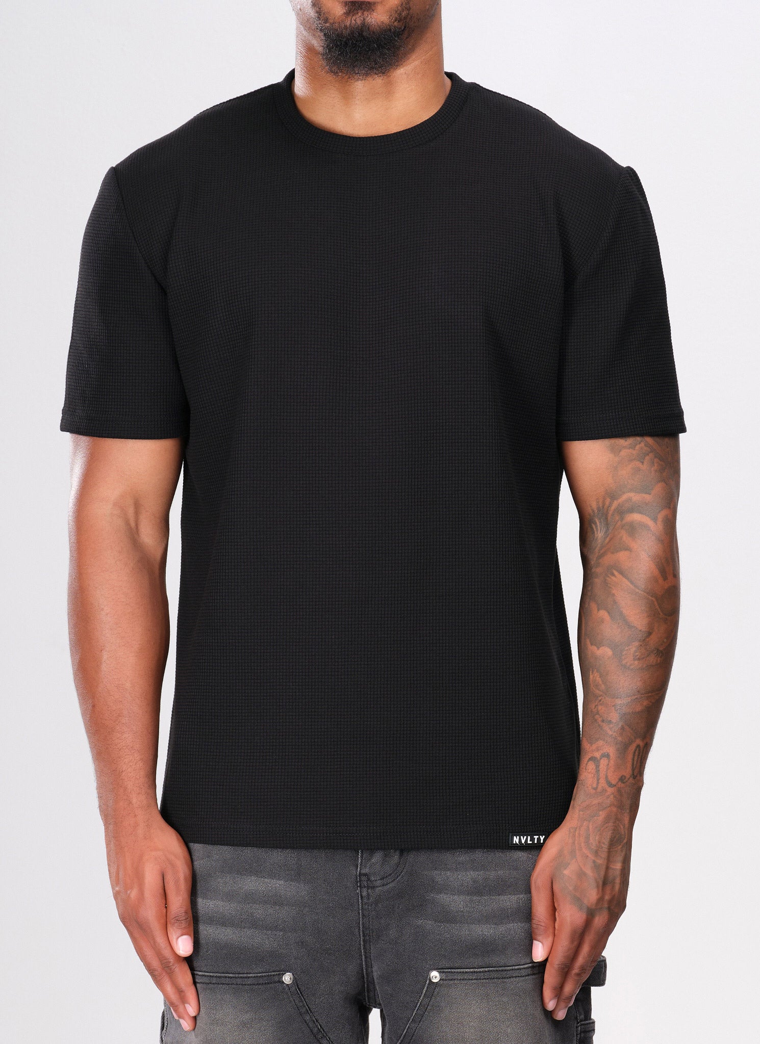 Waffle Fitted T-Shirt - Black