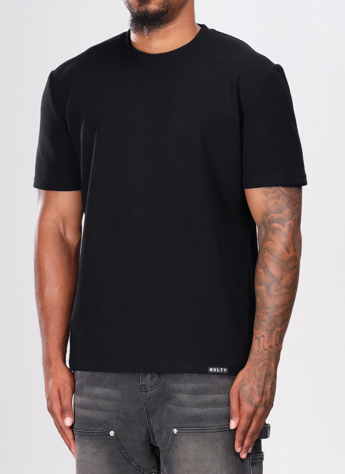 Waffle Fitted T-Shirt - Black