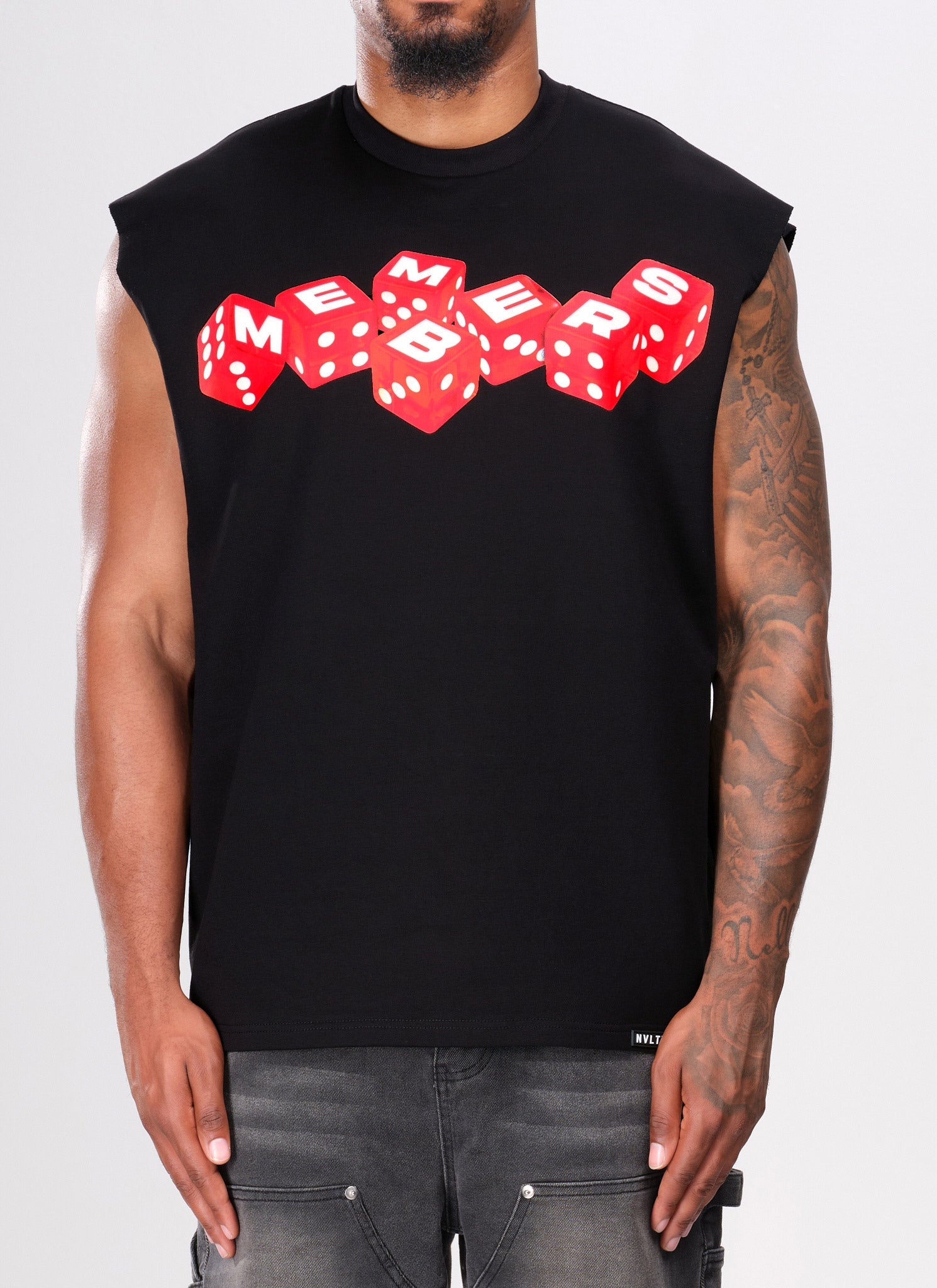 Members Dice Sleeveless T-Shirt - Black