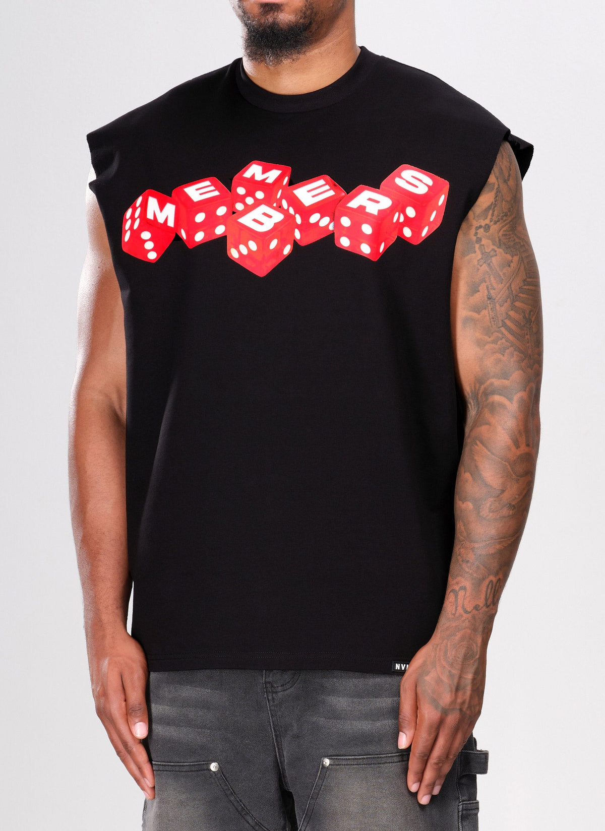 Members Dice Sleeveless T-Shirt - Black