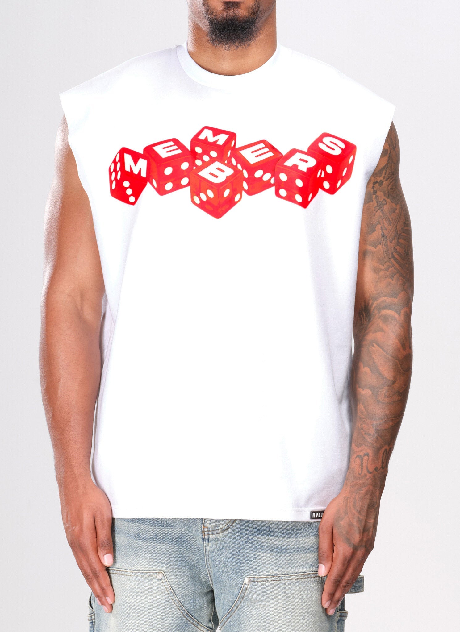 Members Dice Sleeveless T-Shirt - White