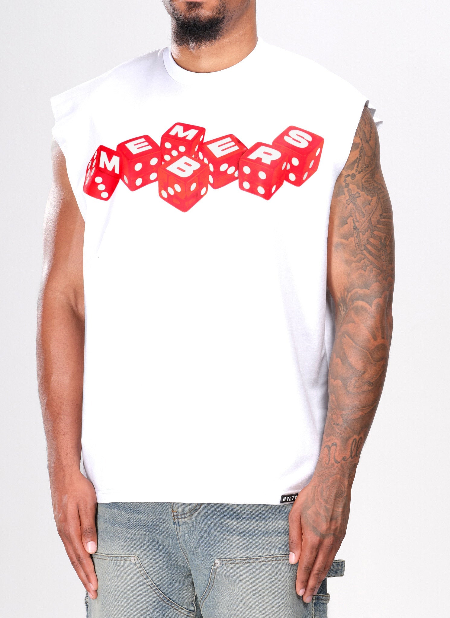 Members Dice Sleeveless T-Shirt - White