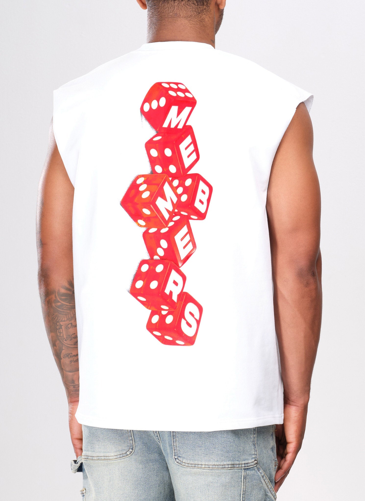 Members Dice Sleeveless T-Shirt - White