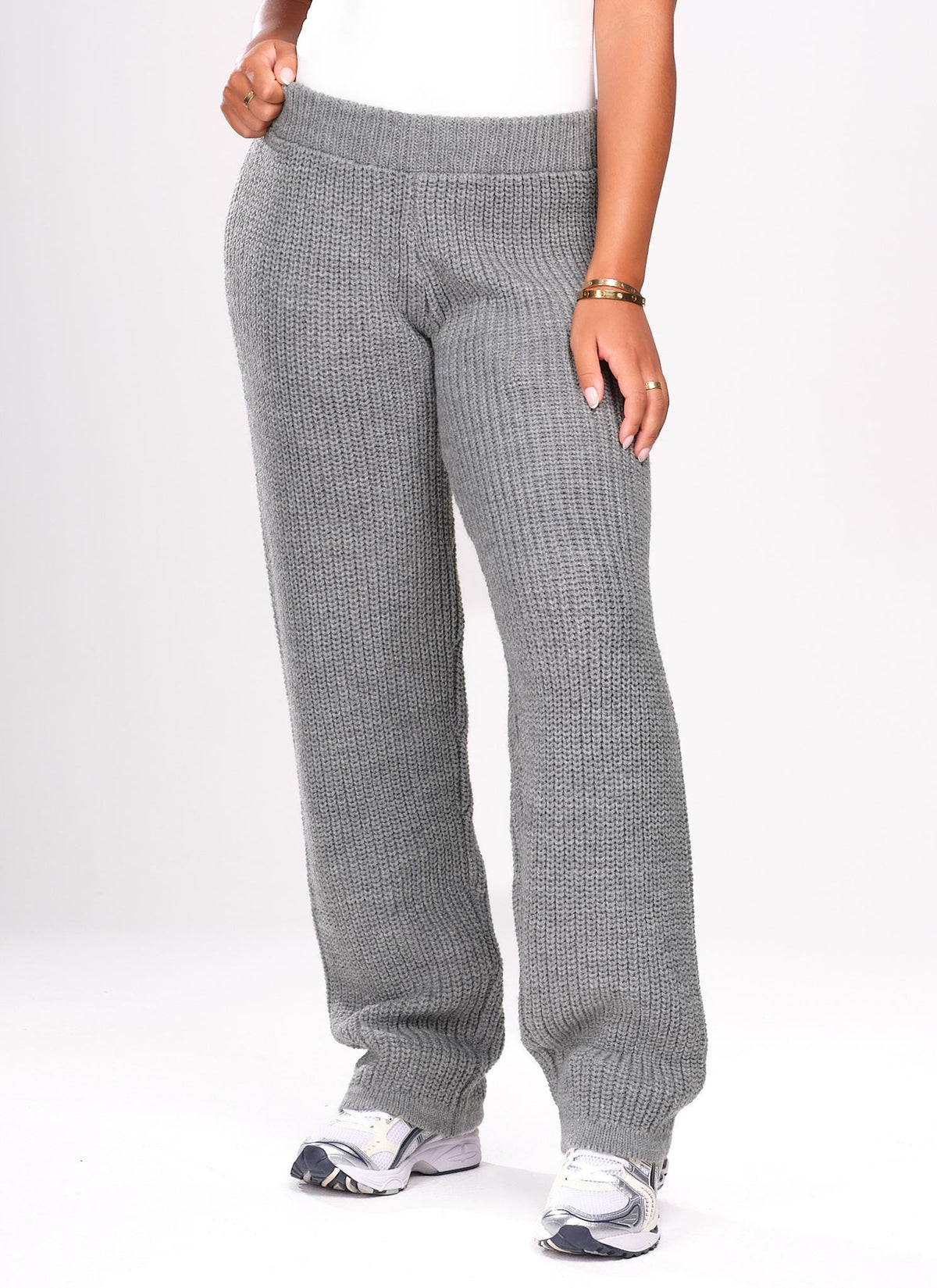 Heavyweight Knitted Joggers - Grey