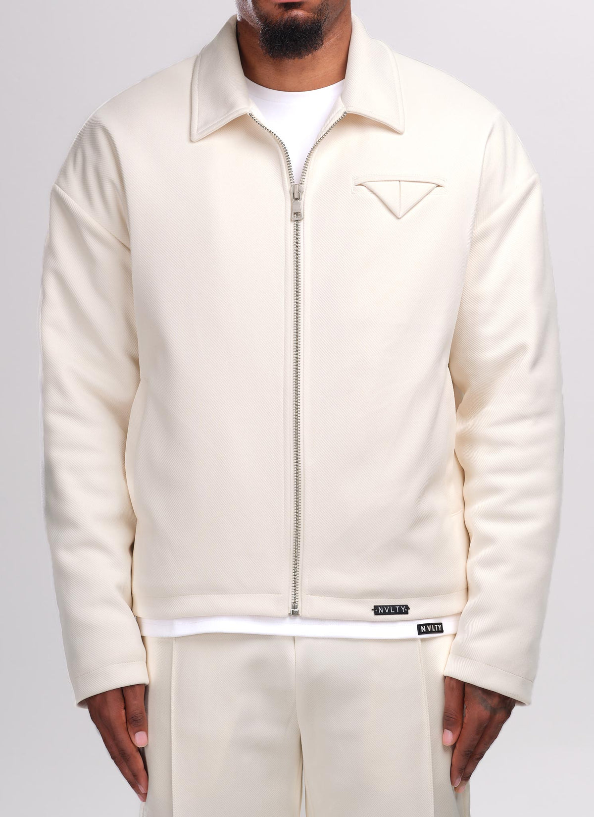 Twill Pocket Square Jacket - Ivory