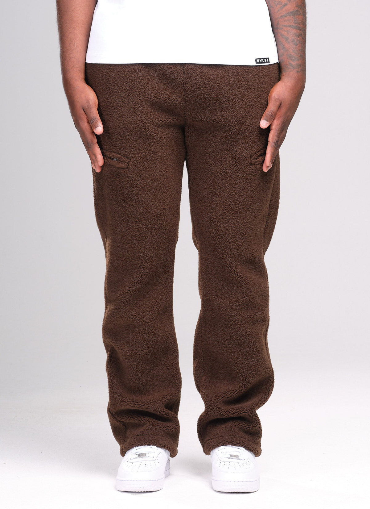 Sherpa Zip Joggers - Brown