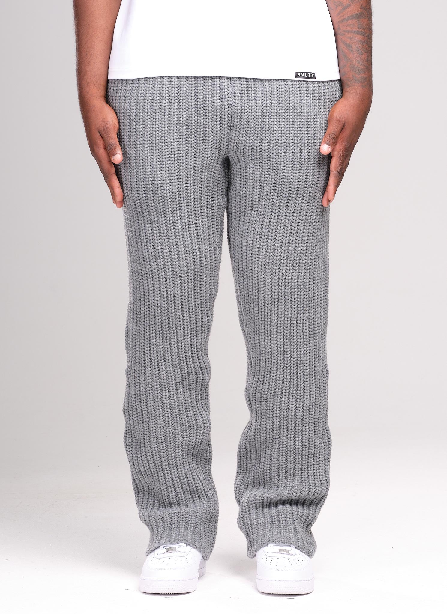 Heavyweight Knitted Joggers - Grey