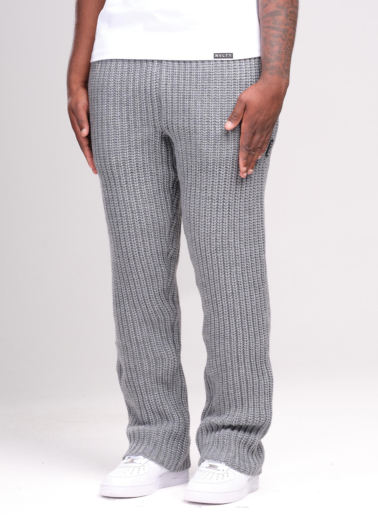 Heavyweight Knitted Joggers - Grey