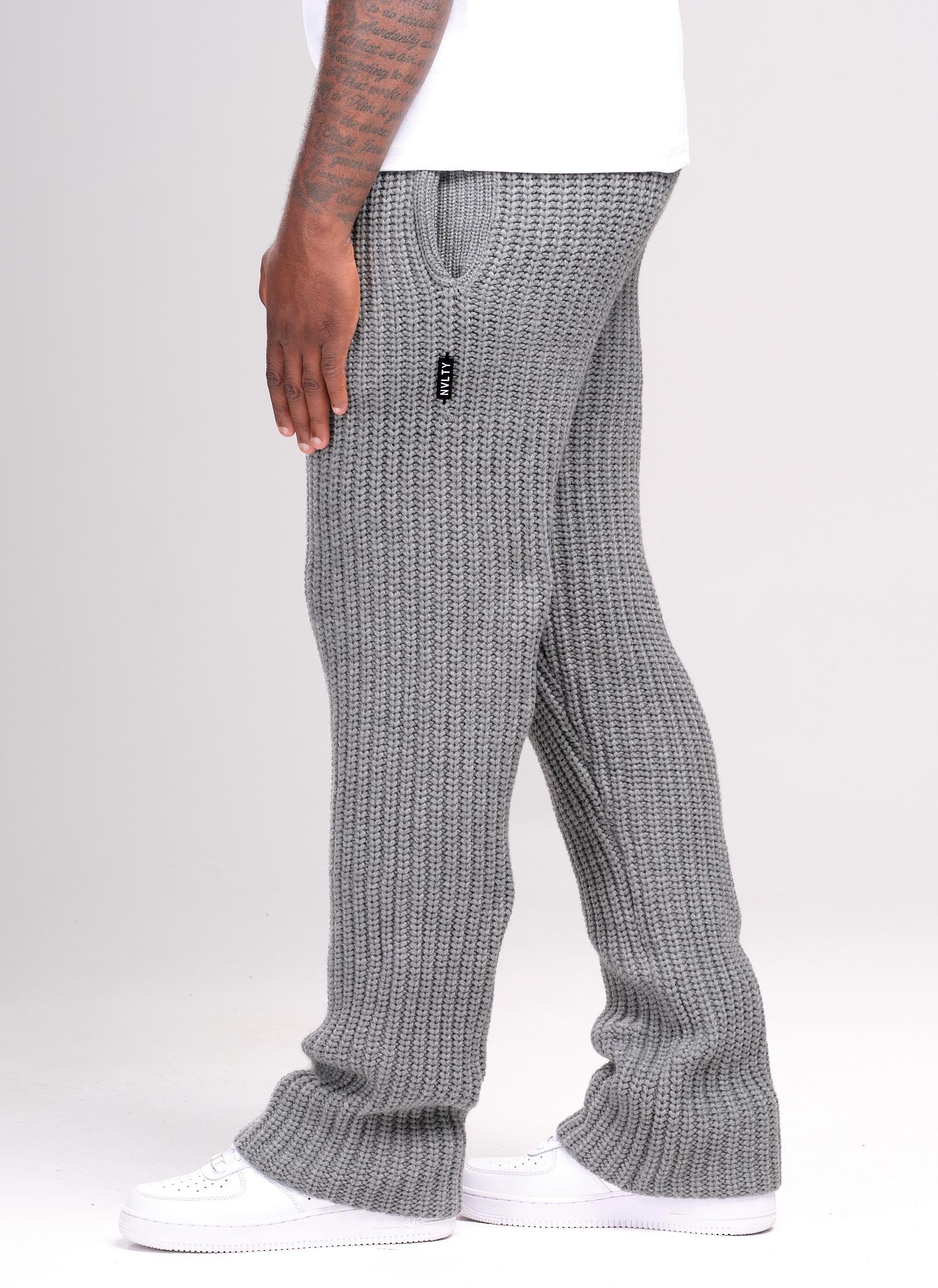 Heavyweight Knitted Joggers - Grey