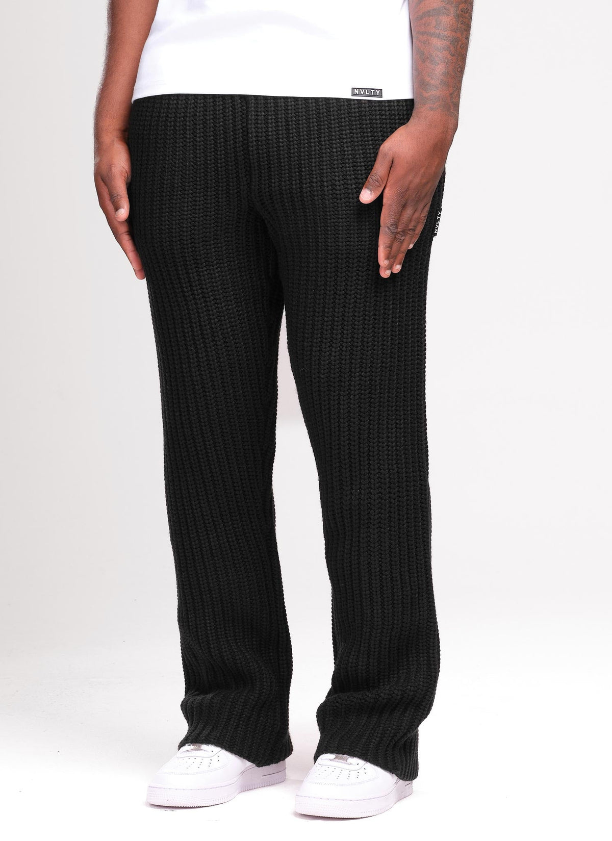 Heavyweight Knitted Joggers - Black